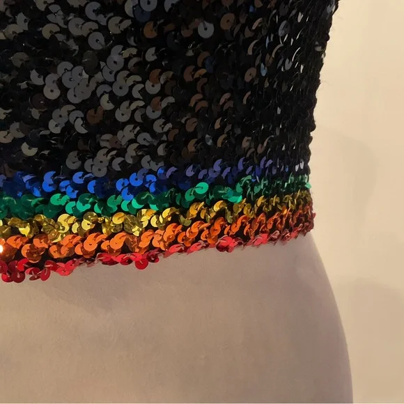 Vintage 70s Rainbow Sequin Tube Top - Picture 14 of 15